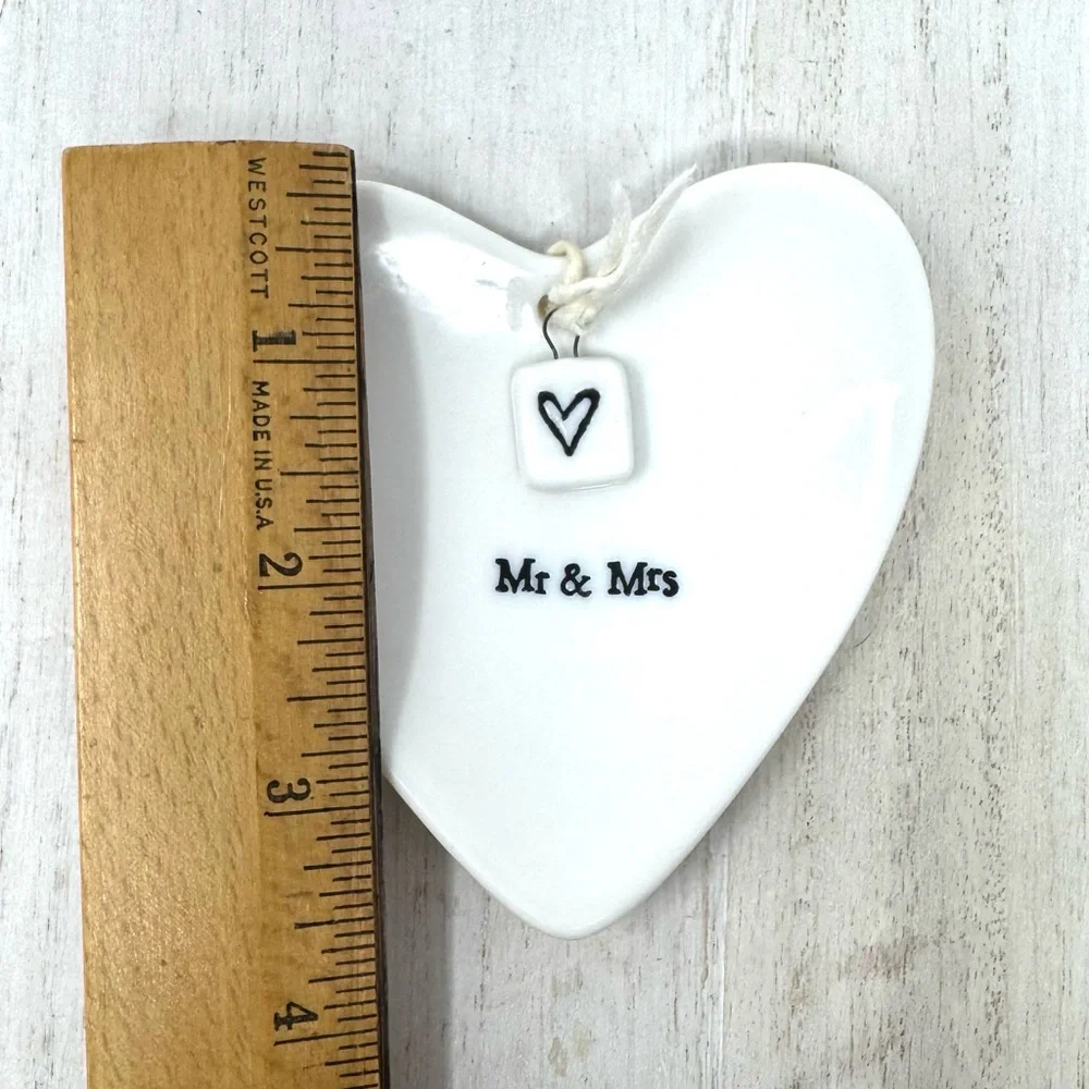 Mr. & Mrs. ceramic trinket heart